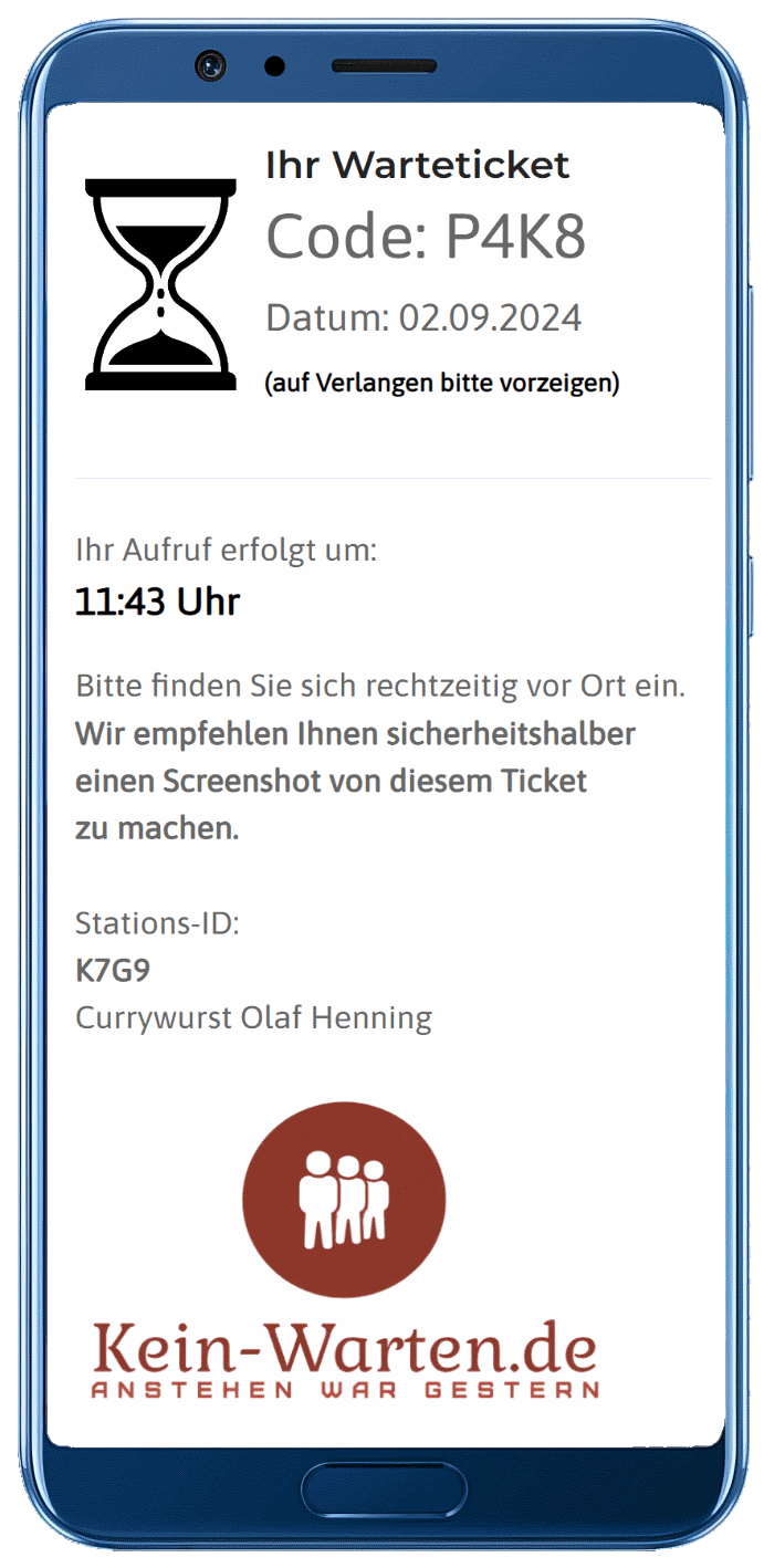 Ein kostenloses Online-Warteticket